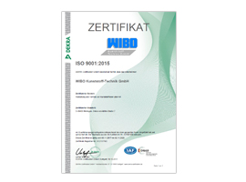 ISO Zertifikat der WIBO Kunststofftechnik GmbH
